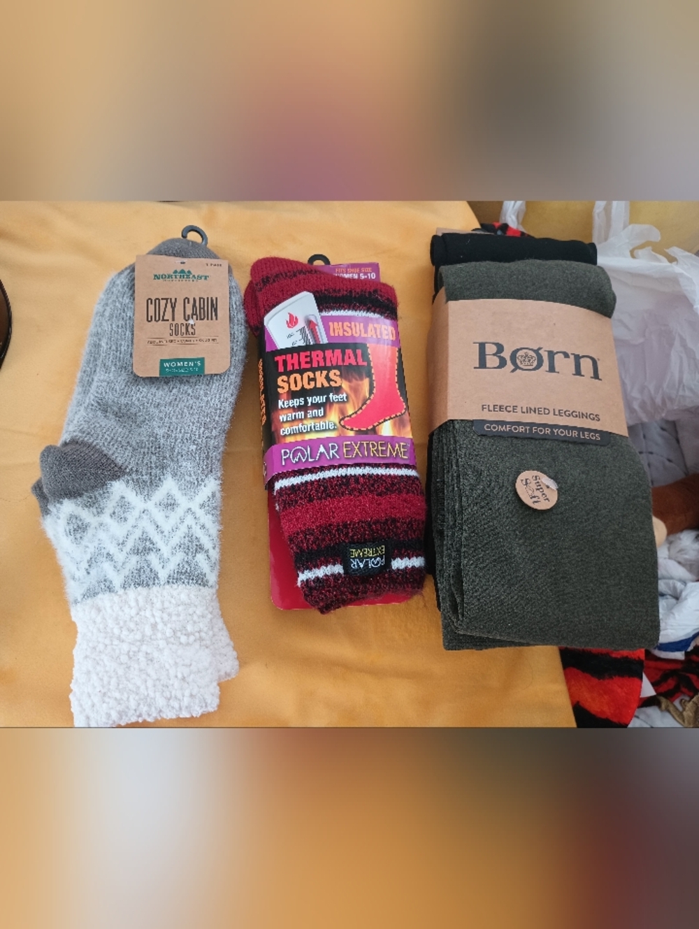 Born Fleece-Lined Leggings & Cozy Socks Bundle - Olive Green
